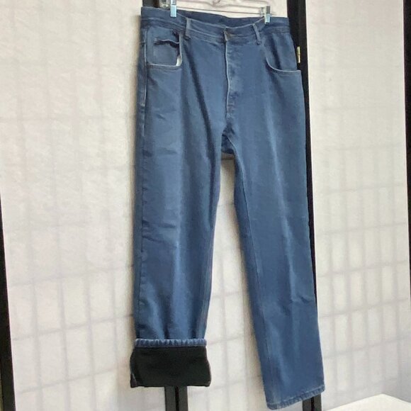 Key Fleece Lined Heavy Duty Denim Jeans Medium Wash 36 Winter Workwear Outdoors - Picture 4 of 13